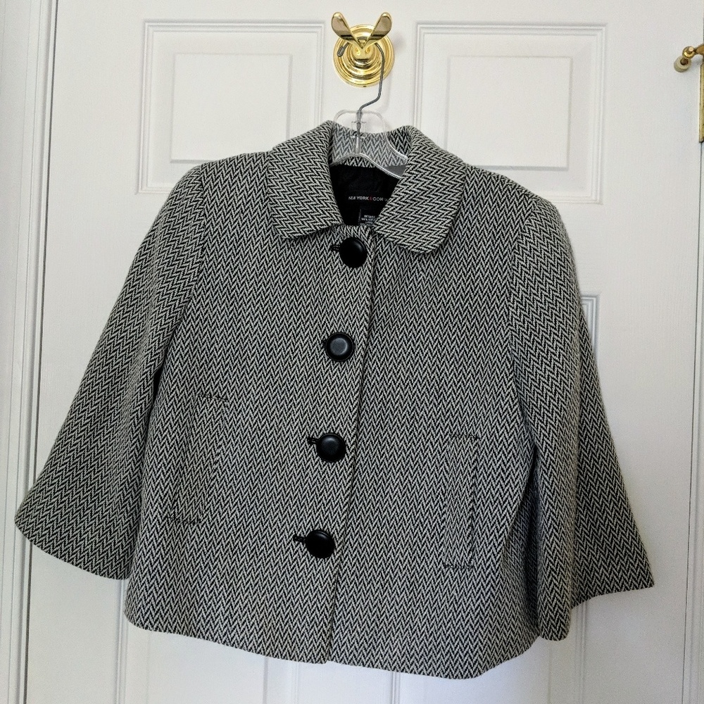 New York & Company Black/White Chevron Jacket